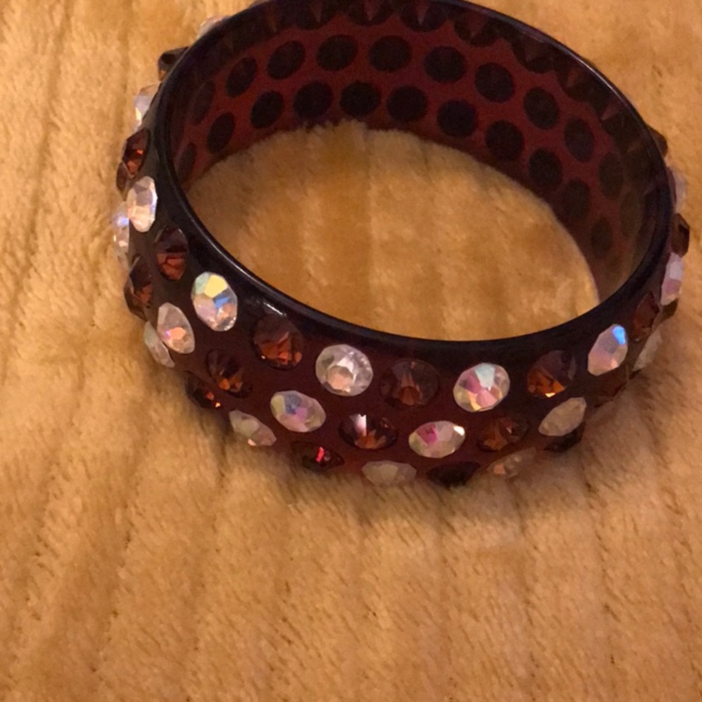Silver and Brown Textured Slip-On Bracelet